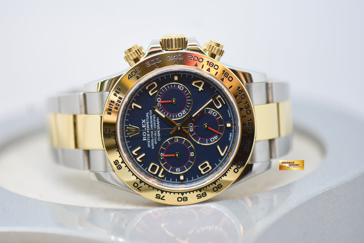 [SOLD] ROLEX OYSTER PERPETUAL DAYTONA CHRONOGRAPH 40mm GOLD / STEEL IN OYSTER BRACELET BLUE ARABIC NUMERALS DIAL 116503 (LNIB)