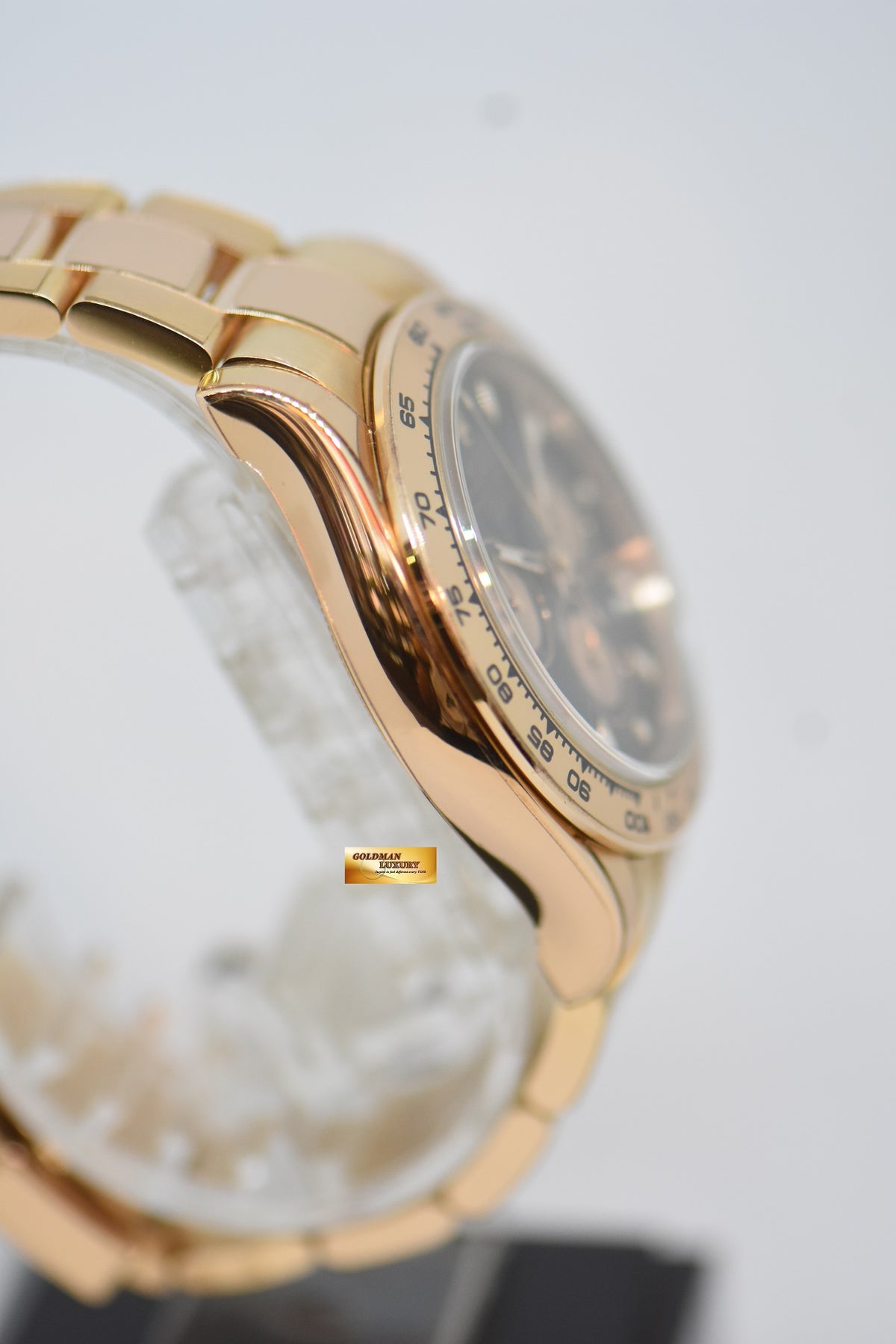 [SOLD] ROLEX OYSTER PERPETUAL DAYTONA CHRONOGRAPH 40mm EVEROSE GOLD IN OYSTER BRACELET BLACK DIAL 116505 (MINT) (RX-8 STICKERS ON)