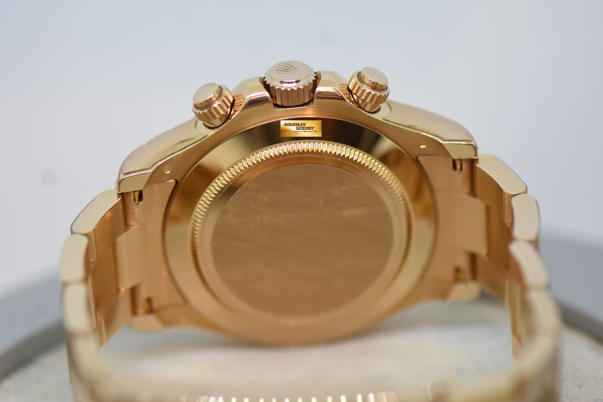 [SOLD] ROLEX OYSTER PERPETUAL DAYTONA CHRONOGRAPH 40mm EVEROSE GOLD IN OYSTER BRACELET BLACK DIAL 116505 (MINT) (RX-8 STICKERS ON)