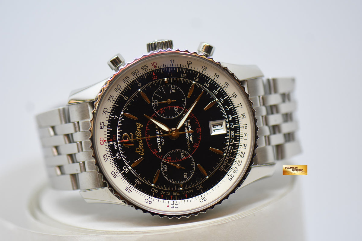 [SOLD] BREITLING NAVITIMER MONTBRILLANT EDITION CHRONOGRAPH 43mm STEEL IN BRACELET BLACK DIAL MANUAL WINDING A43880 (MINT)