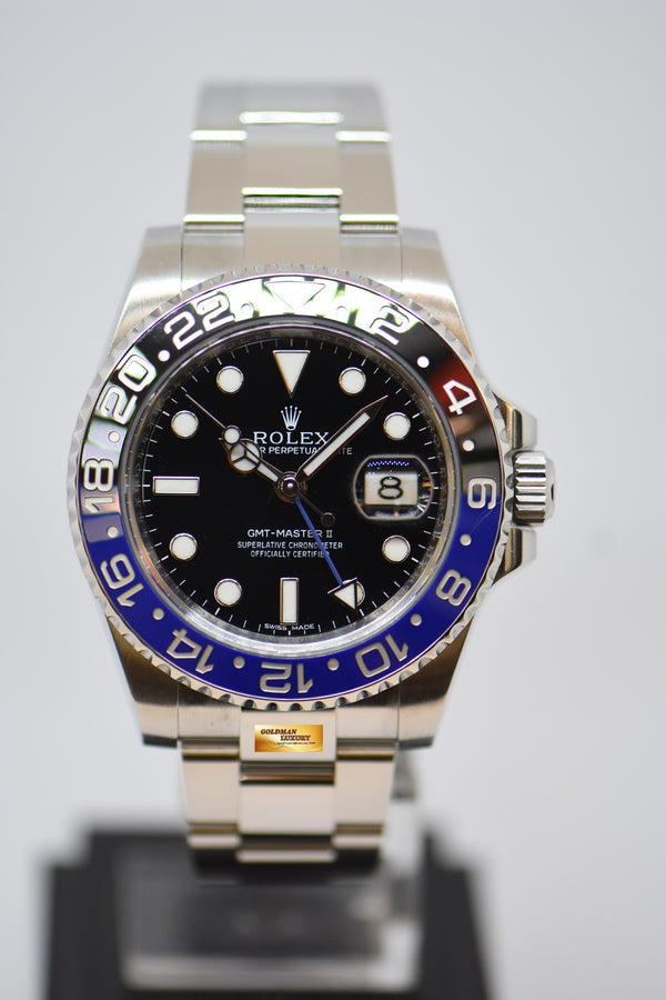 [SOLD] ROLEX OYSTER PERPETUAL GMT-MASTER II “BATMAN” BLACK / BLUE CERAMIC BEZEL STEEL OYSTER BRACELET 116710BLNR (MINT)