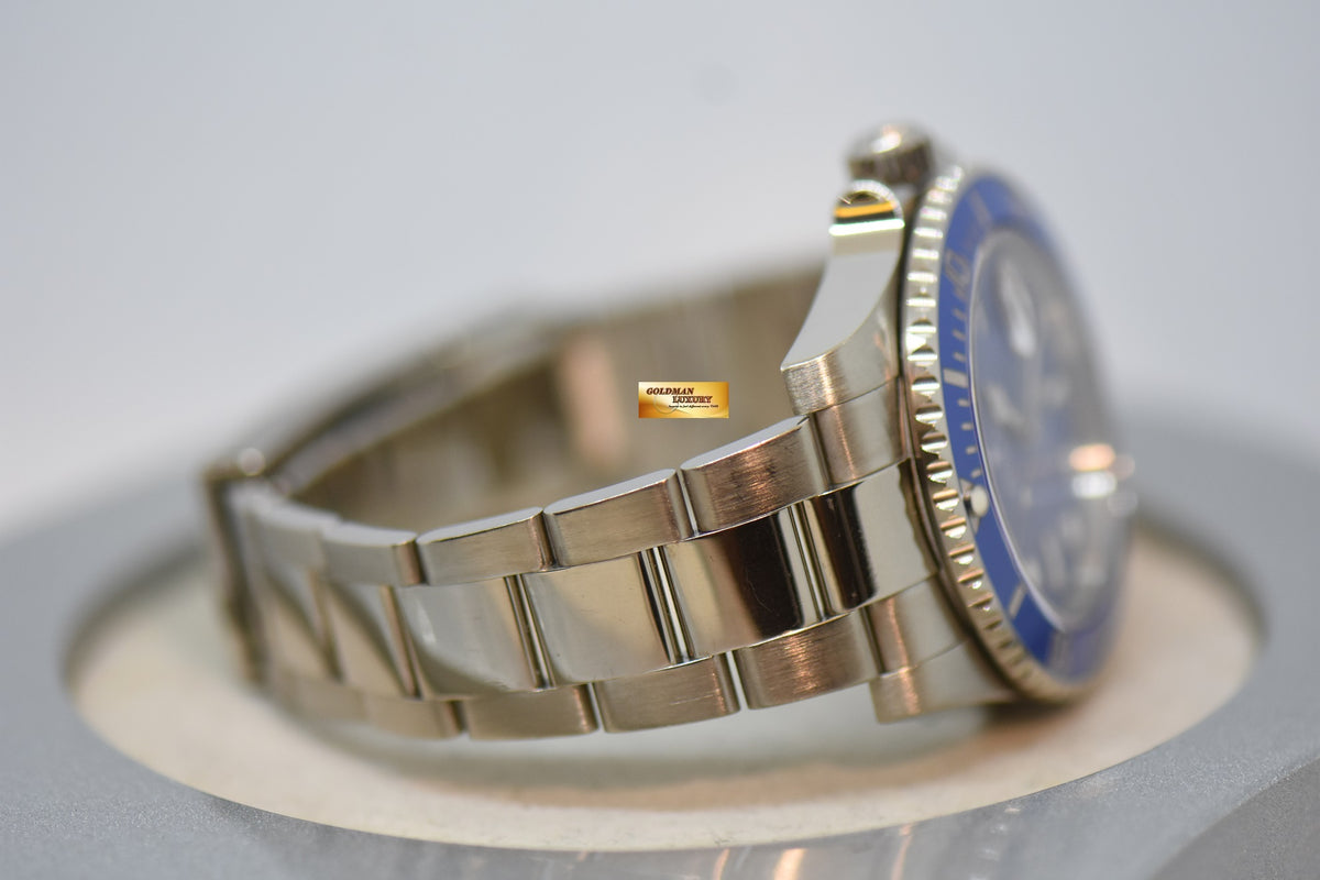 [SOLD] ROLEX OYSTER SUBMARINER 40mm WHITE GOLD IN OYSTER BRACELET BLUE DIAL BLUE CERAMIC BEZEL 116619LB (UNPOLISHED) (MINT)