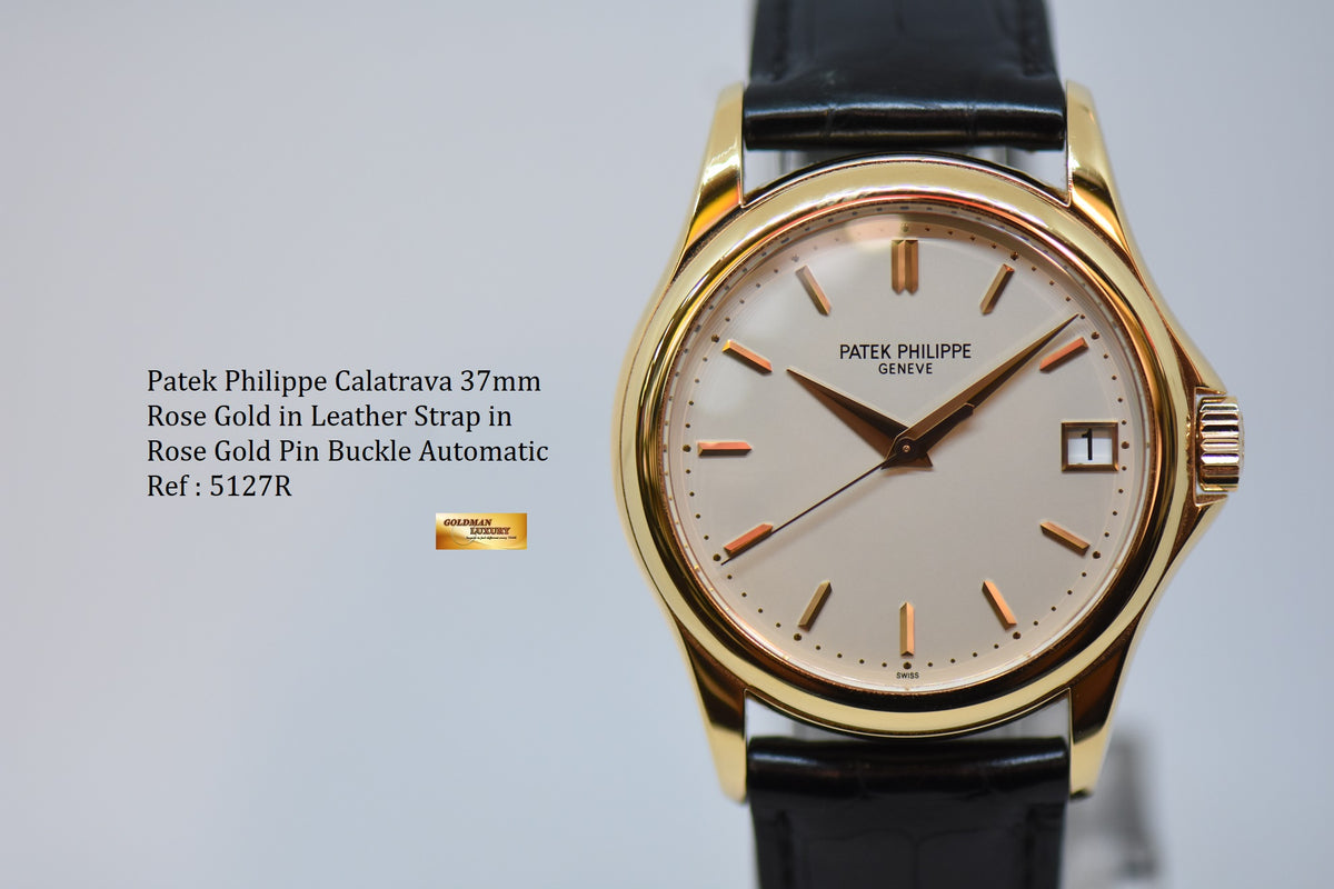 [SOLD] PATEK PHILIPPE CALATRAVA 38mm ROSE GOLD IN LEATHER STRAP AUTOMATIC 5127R (MINT)