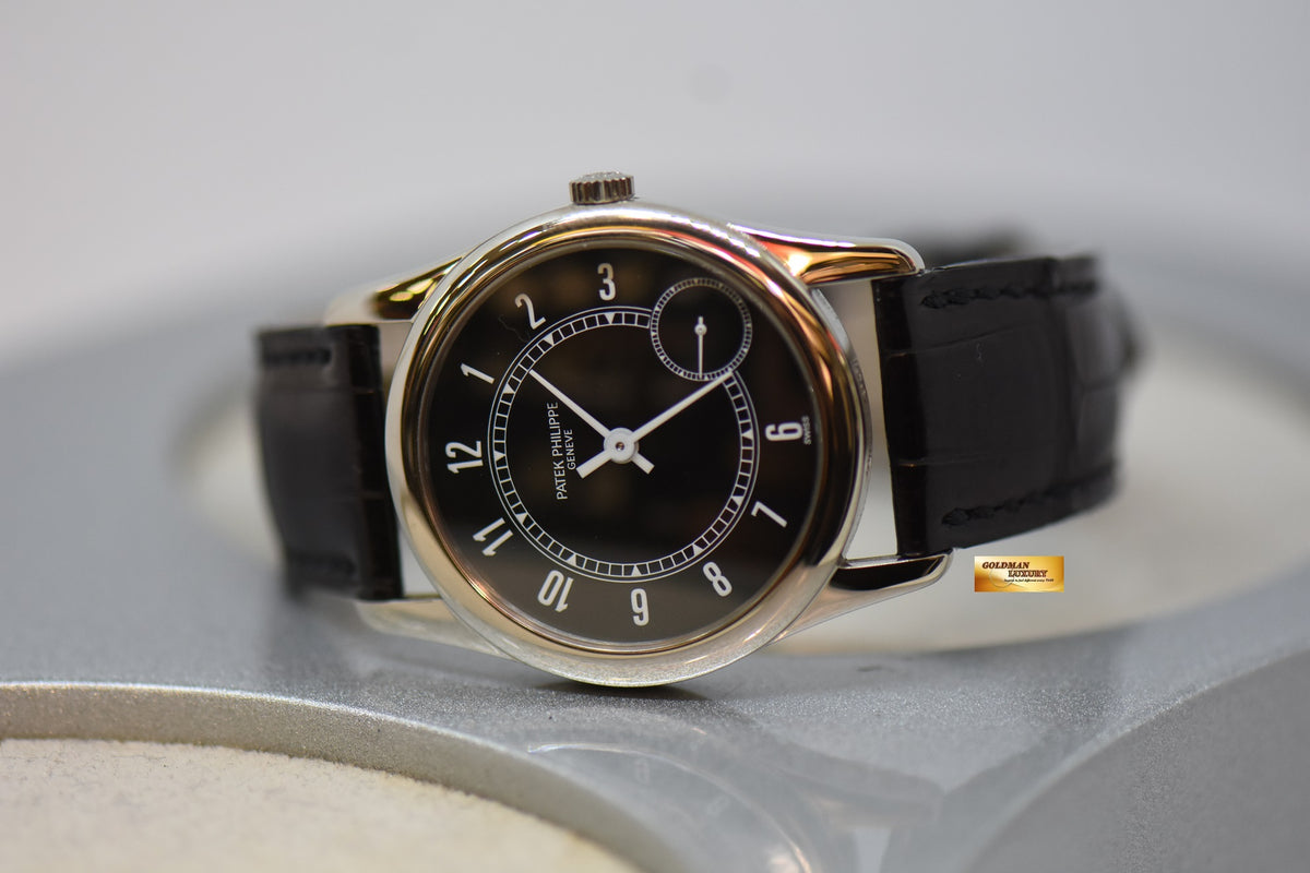 [SOLD] PATEK PHILIPPE CALATRAVA 34mm WHITE GOLD IN LEATHER STRAP AUTOMATIC 5000G (MINT)