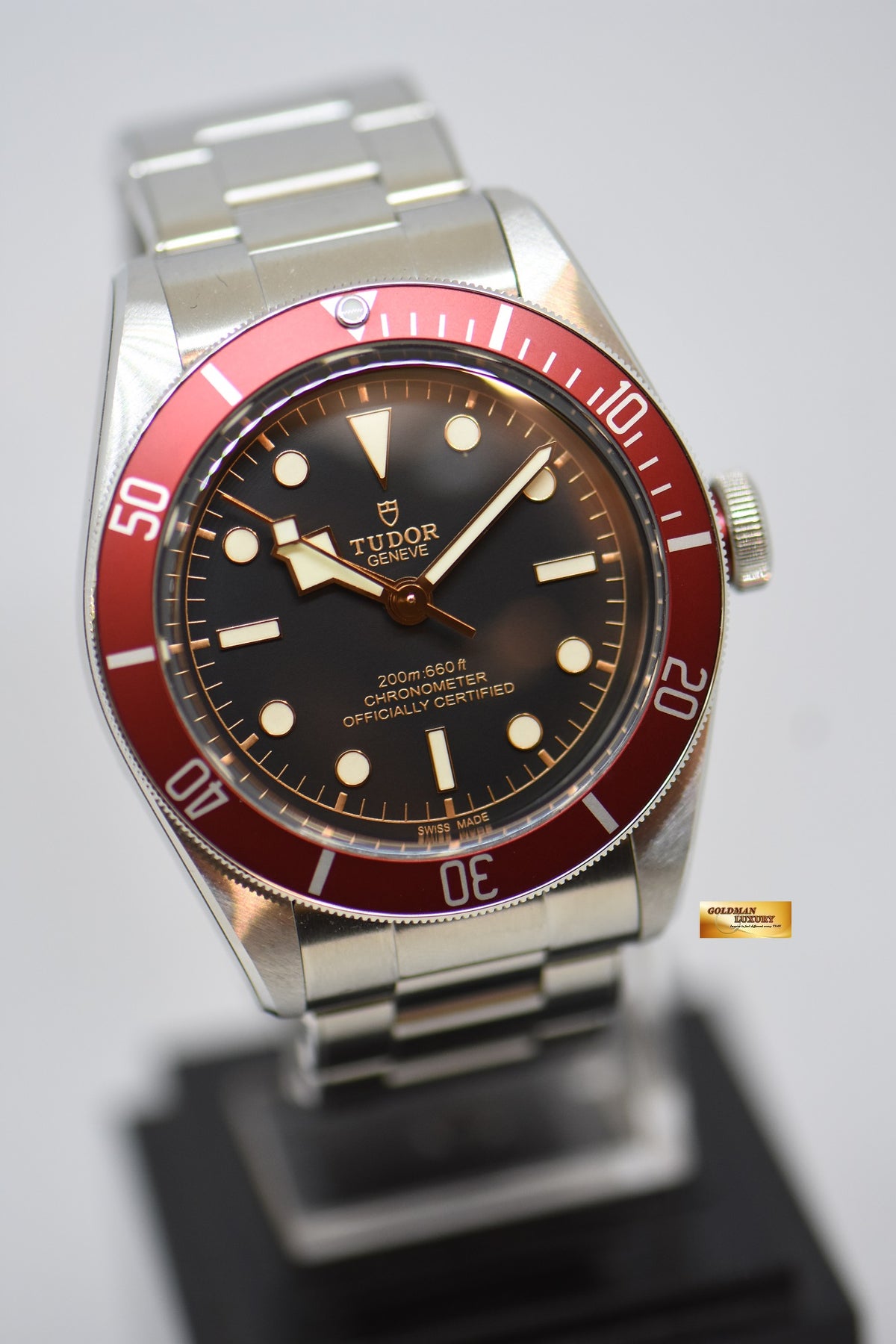 [SOLD] TUDOR BLACK BAY 41mm STEEL IN RIVETED BRACELET BURGUNDY RED BEZEL 79230R AUTOMATIC (NEW-UNWORN)