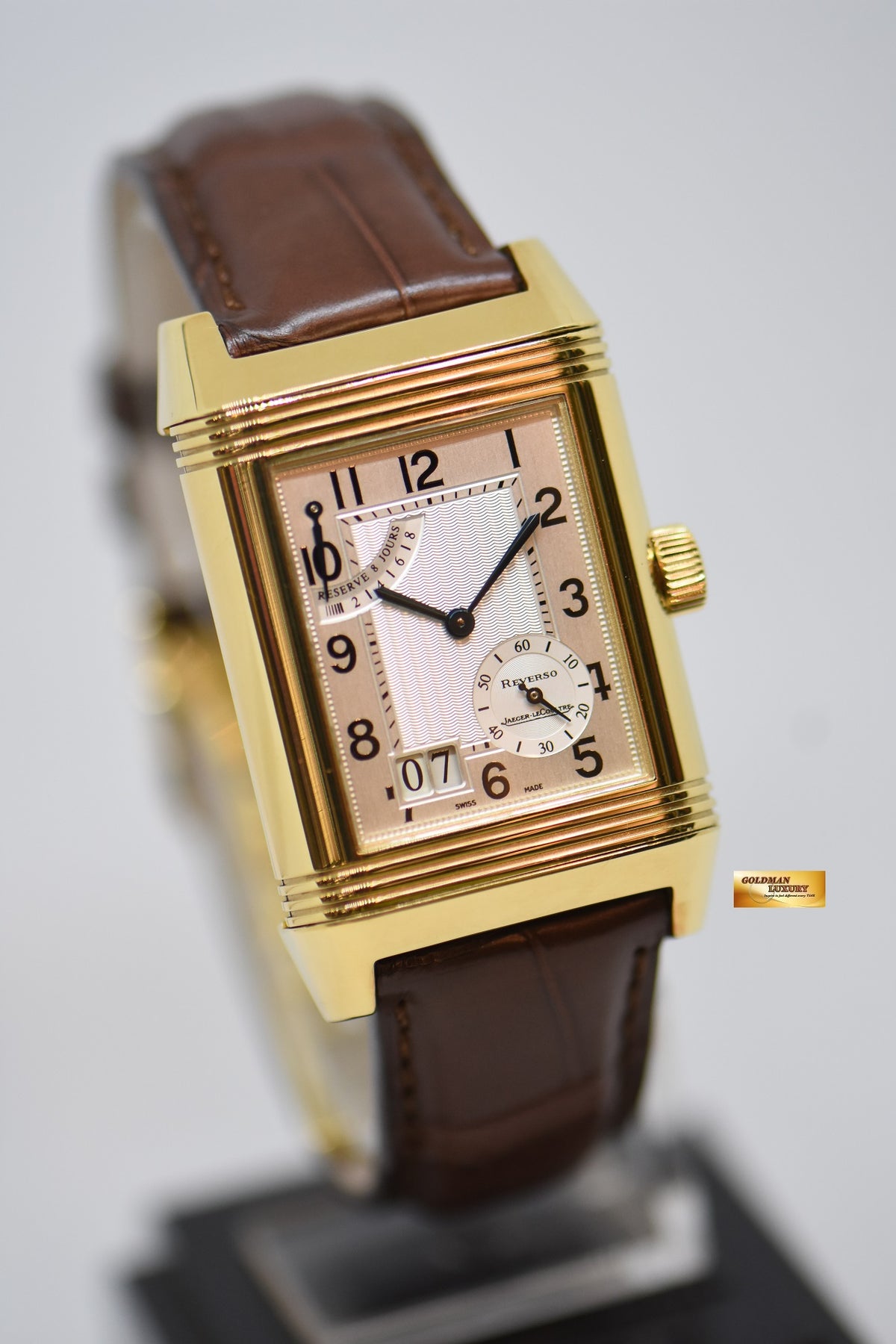 [SOLD] JLC REVERSO GRANDE DATE 8 DAYS POWER RESERVE 18K YELLOW GOLD MANUAL WINDING 240.1.15 (MINT)