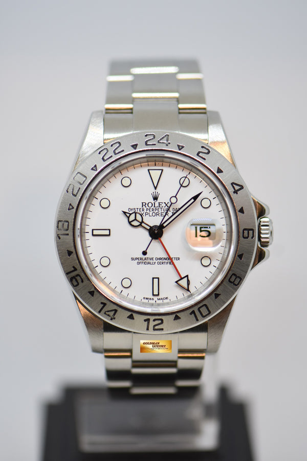 [SOLD] ROLEX OYSTER PERPETUAL EXPLORER II 40mm STEEL IN BRACELET WHITE DIAL CALIBRE 3185 16570 (NO PINHOLE-SOLID END LINKS) (MINT)