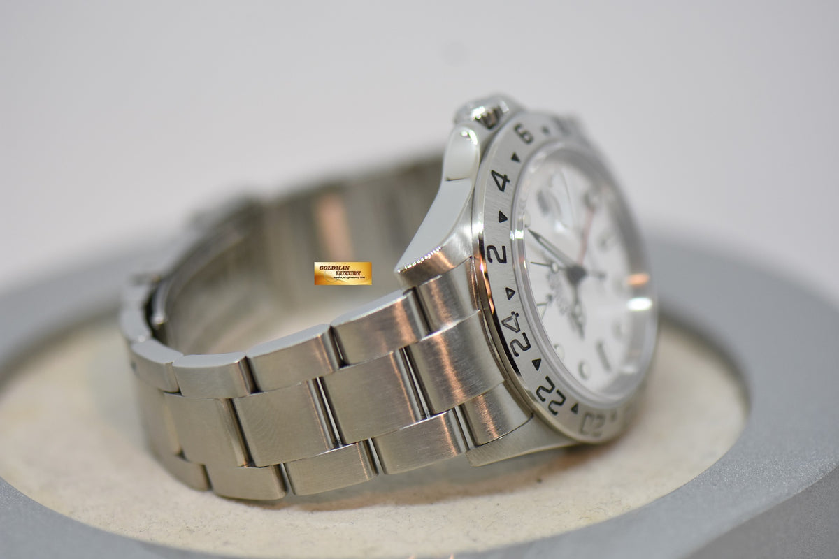 [SOLD] ROLEX OYSTER PERPETUAL EXPLORER II 40mm STEEL IN BRACELET WHITE DIAL CALIBRE 3185 16570 (NO PINHOLE-SOLID END LINKS) (MINT)