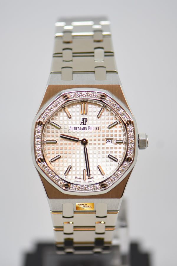 [SOLD] AUDEMARS PIGUET ROYAL OAK LADIES 33mm STEEL BRACELET ORIGINAL DIAMOND BEZEL QUARTZ 67651ST (MINT)