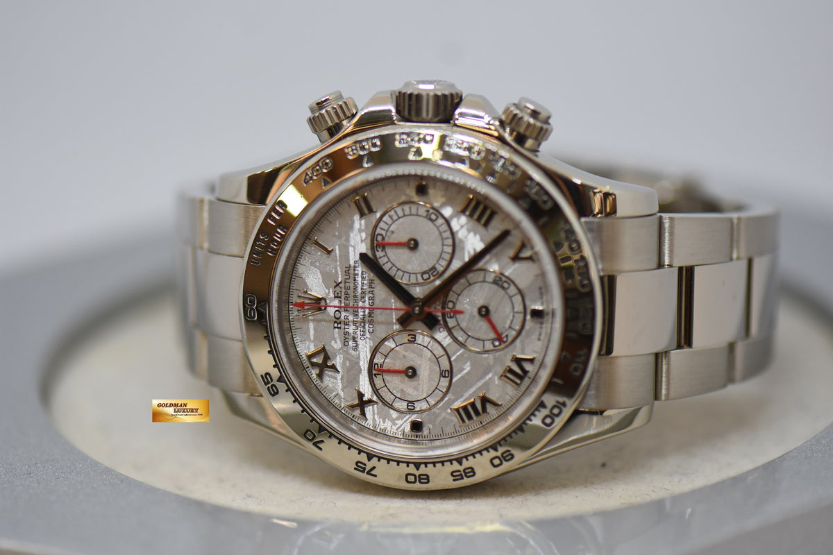 [RESERVED] ROLEX OYSTER PERPETUAL DAYTONA CHRONOGRAPH 40mm 18K WHITE GOLD IN BRACELET METEORITE DIAL 116509 (MINT)