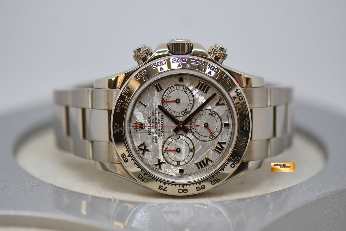 [RESERVED] ROLEX OYSTER PERPETUAL DAYTONA CHRONOGRAPH 40mm 18K WHITE GOLD IN BRACELET METEORITE DIAL 116509 (MINT)