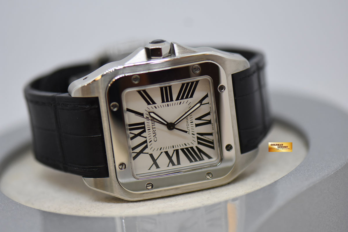 [SOLD] CARTIER SANTOS 100 XL STEEL IN LEATHER STRAP AUTOMATIC 2656 (MINT)