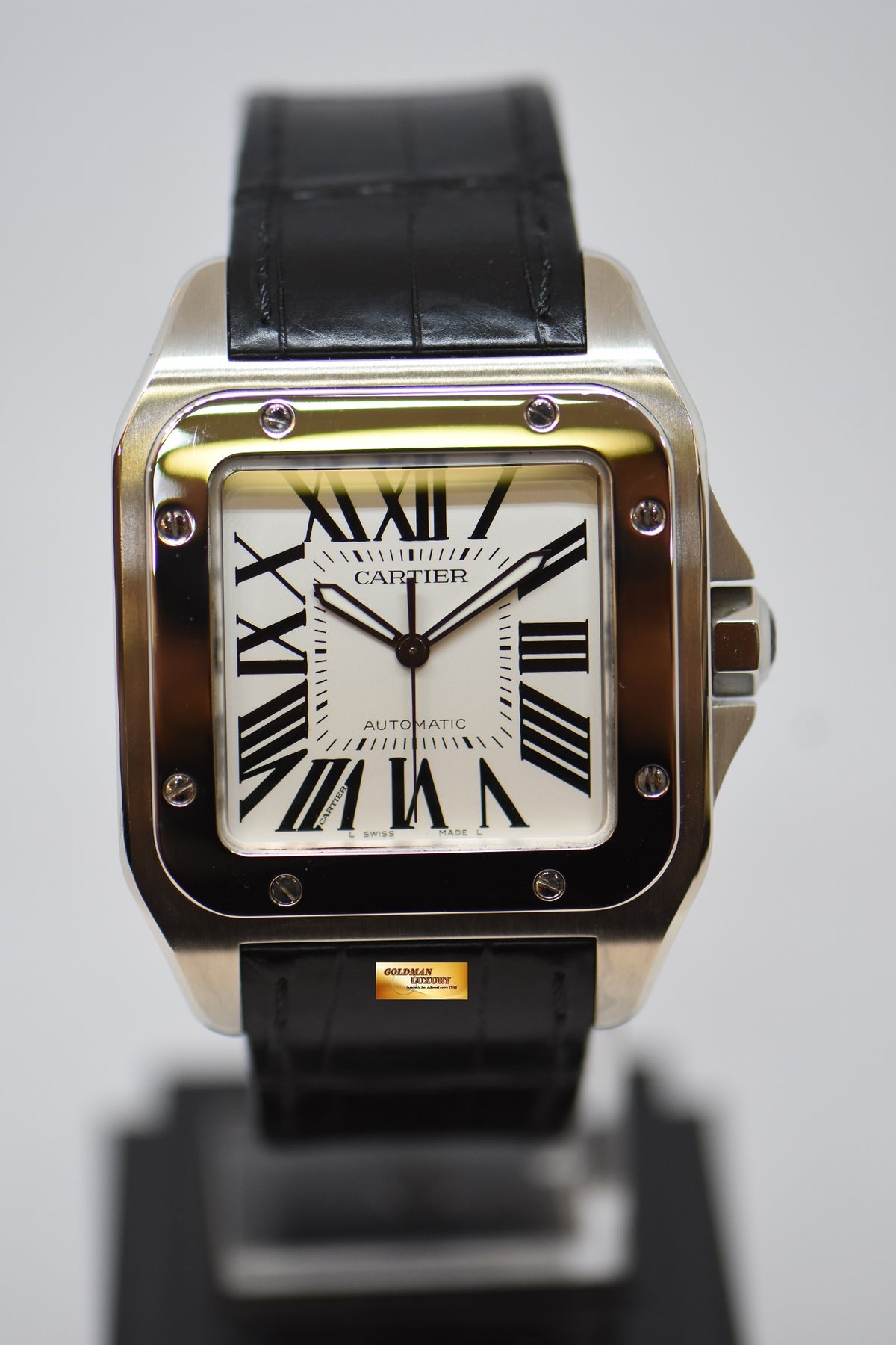 [SOLD] CARTIER SANTOS 100 XL STEEL IN LEATHER STRAP AUTOMATIC 2656 (MINT)