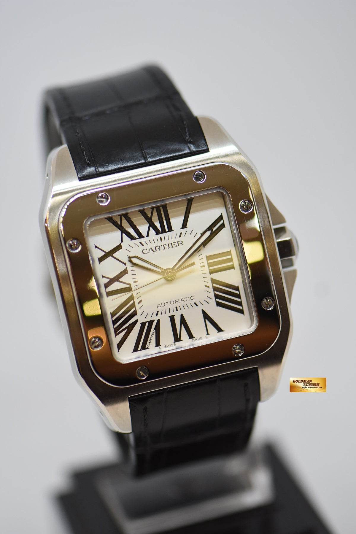 [SOLD] CARTIER SANTOS 100 XL STEEL IN LEATHER STRAP AUTOMATIC 2656 (MINT)