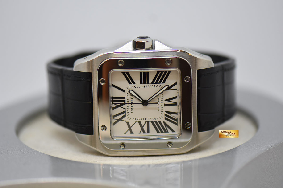 [SOLD] CARTIER SANTOS 100 XL STEEL IN LEATHER STRAP AUTOMATIC 2656 (MINT)