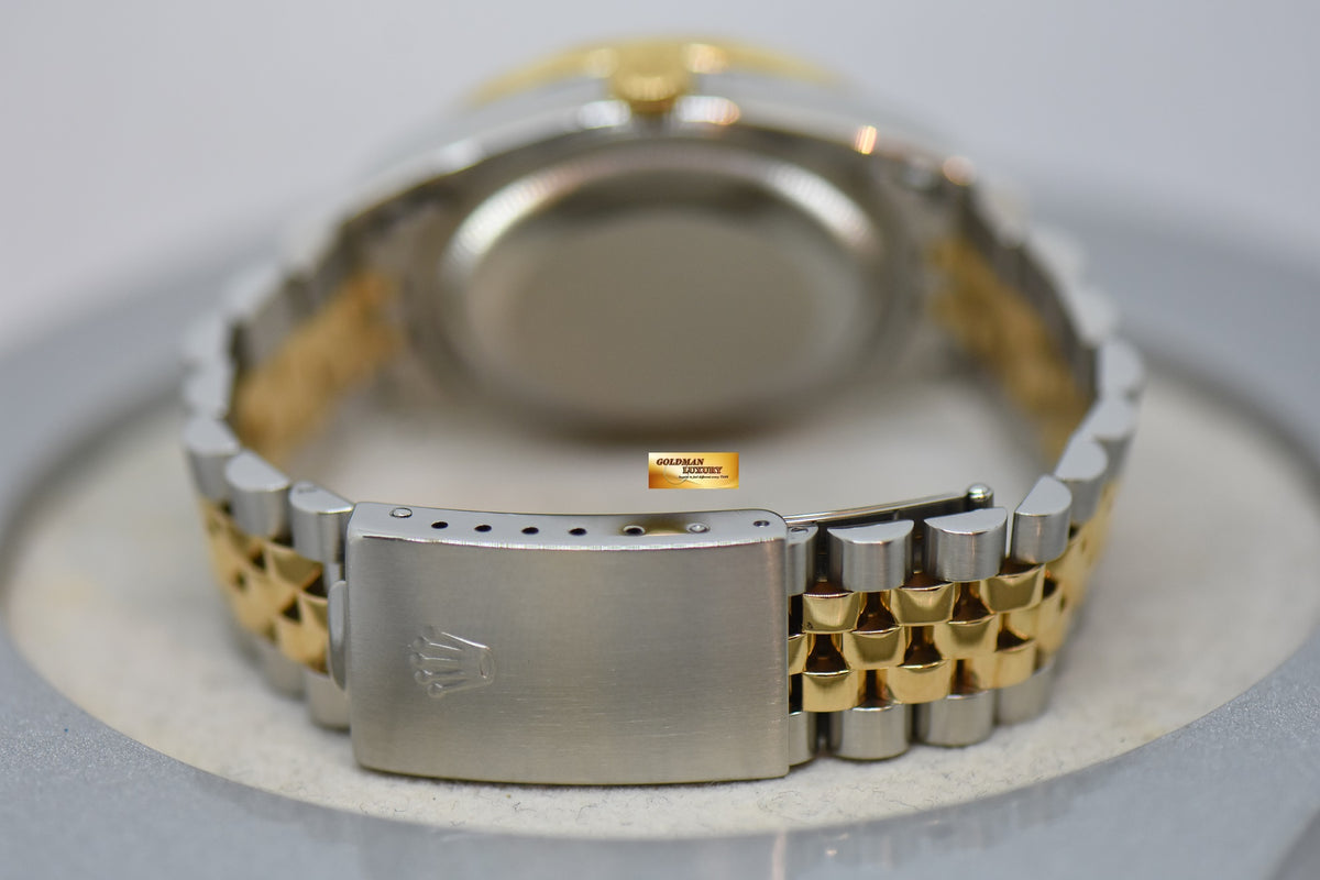 [SOLD] ROLEX OYSTER DATEJUST 36mm HALF-GOLD IN JUBILEE BRACELET WHITE COMPUTER ARABIC NUMERAL DIAL CUSTOM DIAMOND BEZEL 16233 (MINT) (WATCH ONLY)