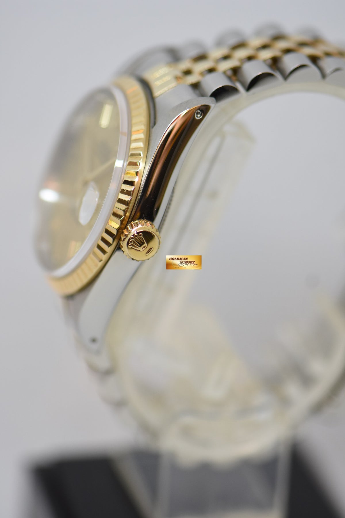 [SOLD] ROLEX OYSTER DATEJUST 36mm HALF-GOLD IN JUBILEE BRACELET GOLD DIAL 16233 (MINT) (WATCH ONLY)