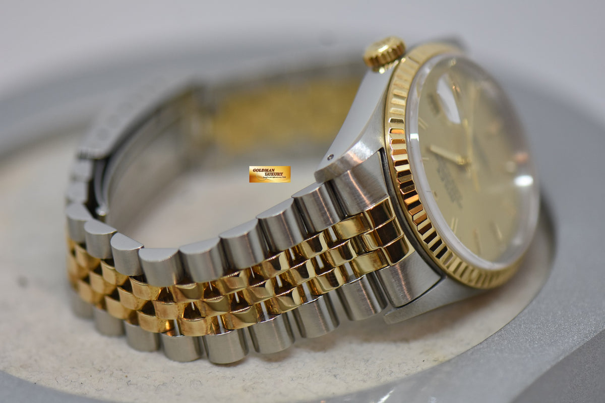 [SOLD] ROLEX OYSTER DATEJUST 36mm HALF-GOLD IN JUBILEE BRACELET GOLD DIAL 16233 (MINT) (WATCH ONLY)