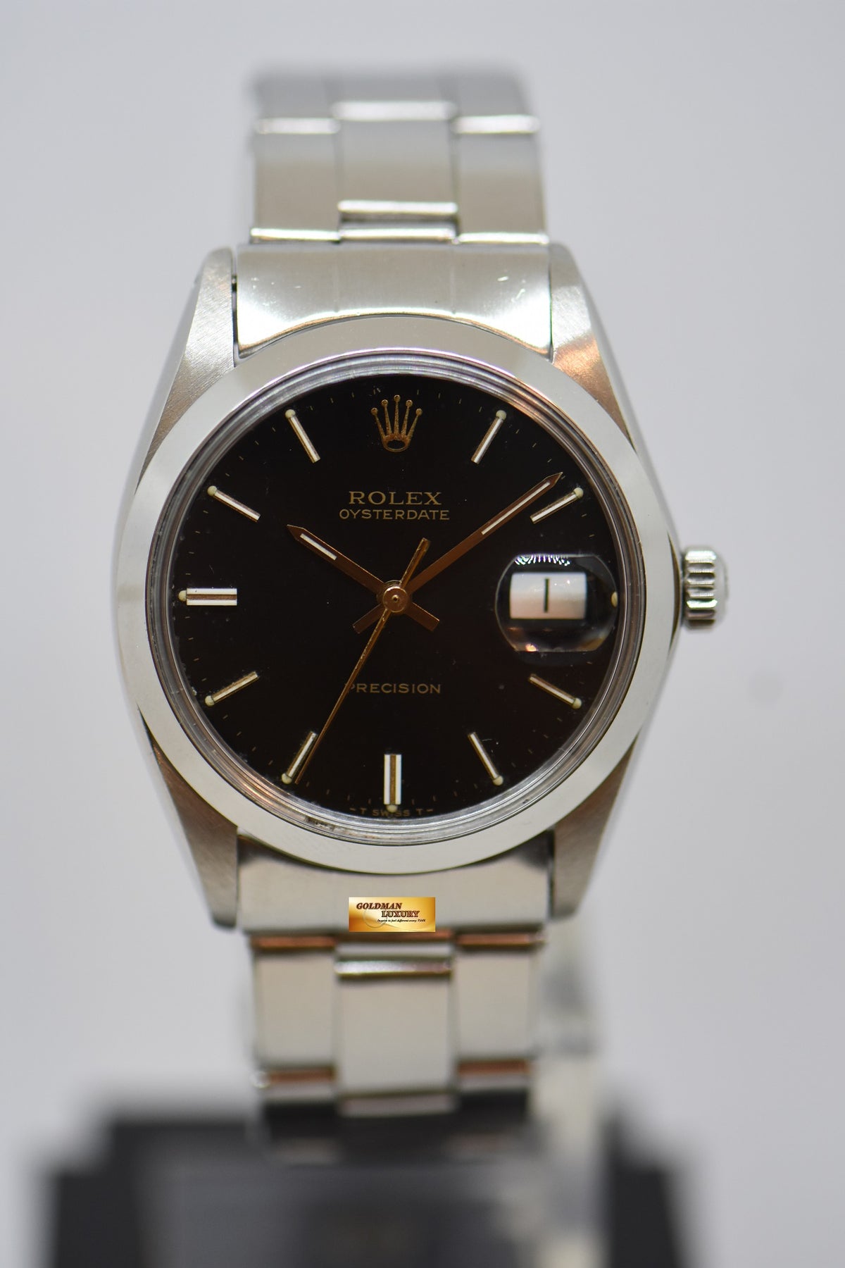[SOLD] ROLEX OYSTERDATE PRECISION 34mm RIVETED BRACELET BLACK DIAL 6694 (VINTAGE)