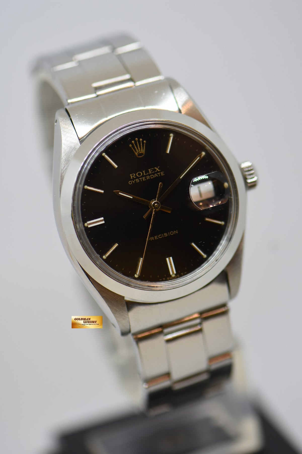 [SOLD] ROLEX OYSTERDATE PRECISION 34mm RIVETED BRACELET BLACK DIAL 6694 (VINTAGE)