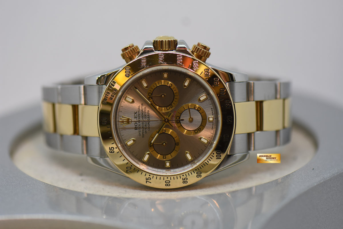 [SOLD] ROLEX OYSTER PERPETUAL DAYTONA CHRONOGRAPH 40mm GOLD / STEEL IN OYSTER BRACELET GREY DIAL 116523 (GREEN LUME) (SHORT CLASP) (LNIB)