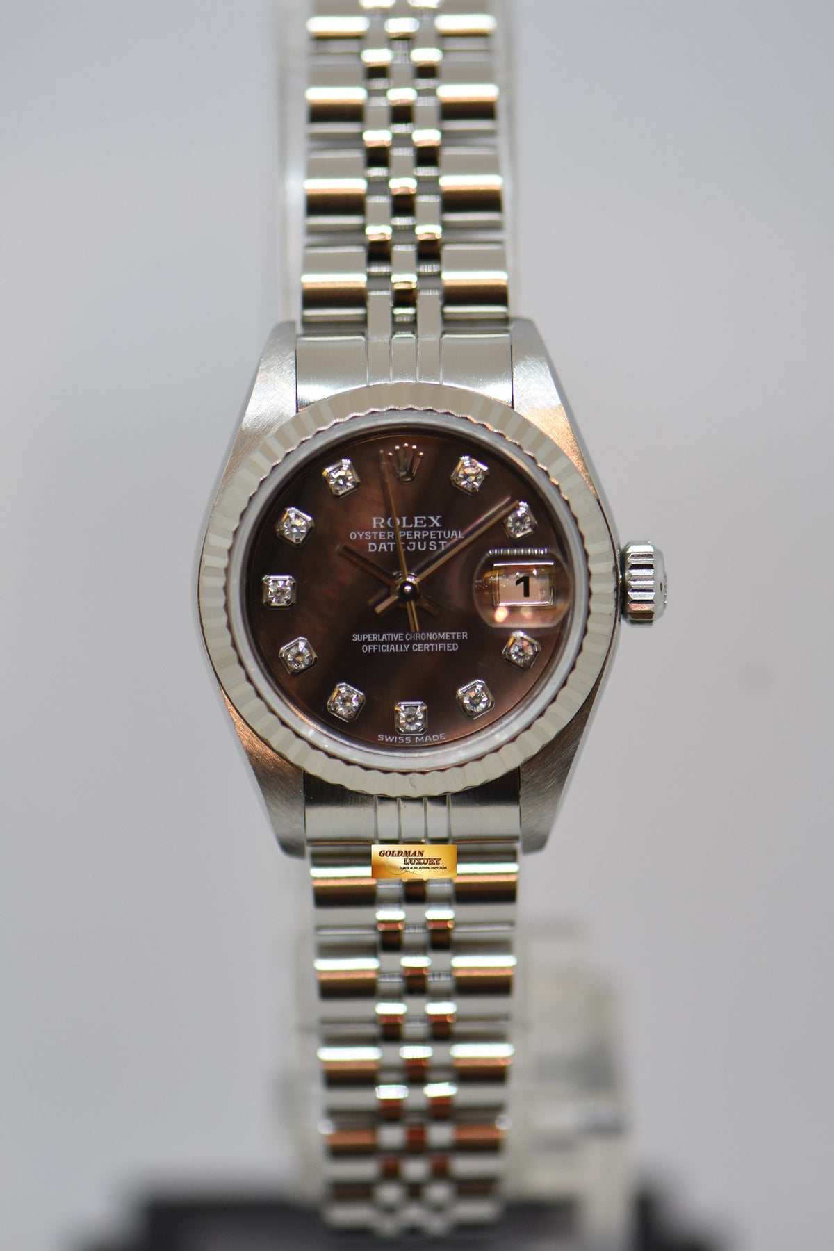 [SOLD] ROLEX OYSTER DATEJUST 26mm STEEL IN JUBILEE BRACELET BLACK TAHITIAN MOP DIAMOND DIAL 79174 (MINT)