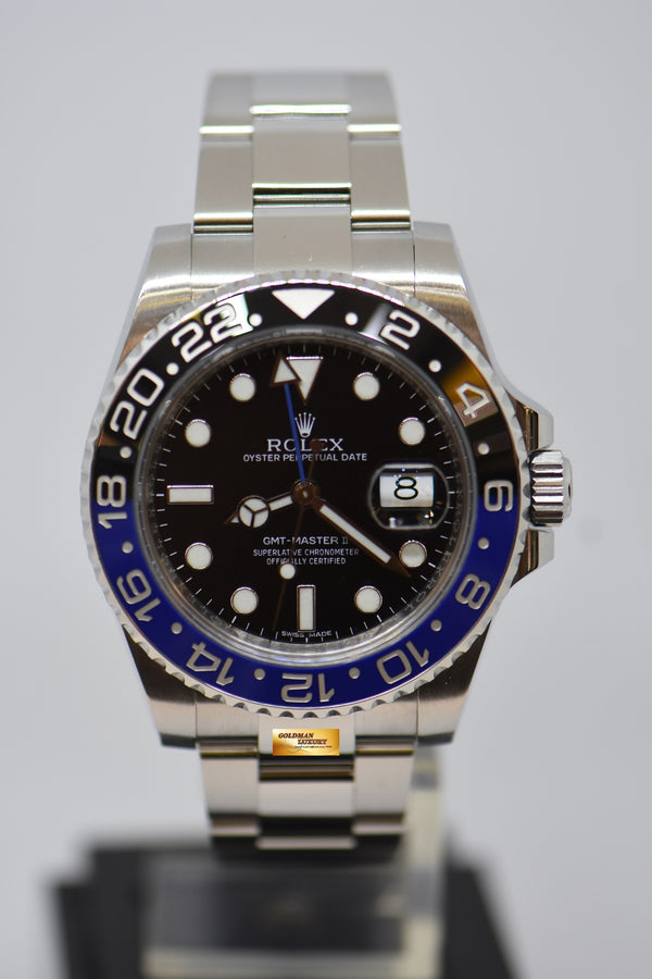 [SOLD] ROLEX OYSTER PERPETUAL GMT-MASTER II “BATMAN” BLACK / BLUE CERAMIC BEZEL STEEL OYSTER BRACELET 116710BLNR (MINT)