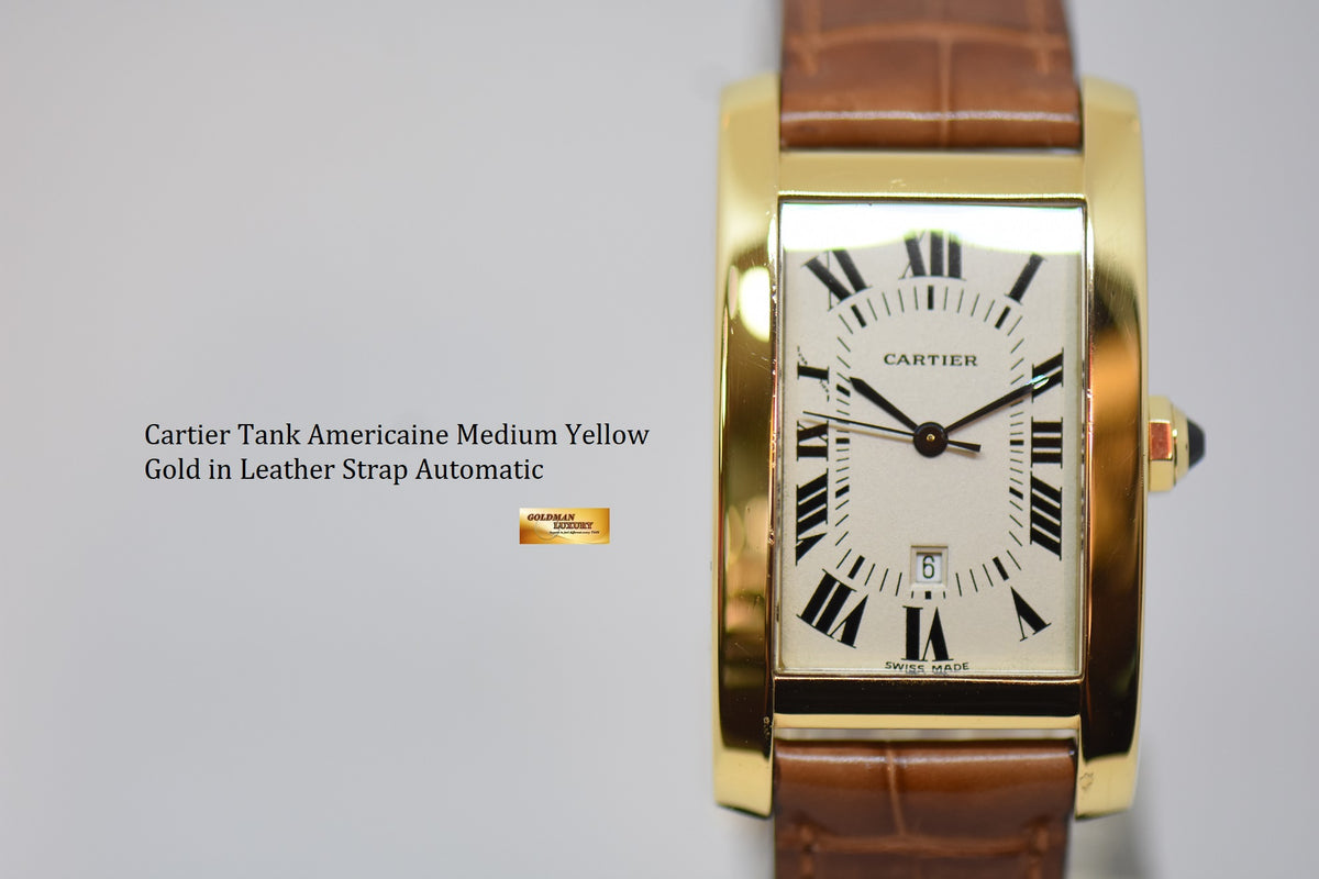 [SOLD] CARTIER TANK AMERICAINE MEDIUM YELLOW GOLD IN LEATHER STRAP AUTOMATIC (NEAR MINT)