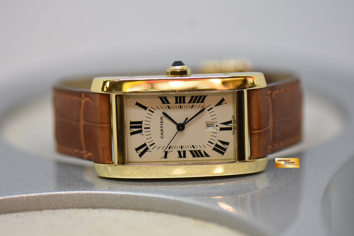 [SOLD] CARTIER TANK AMERICAINE MEDIUM YELLOW GOLD IN LEATHER STRAP AUTOMATIC (NEAR MINT)
