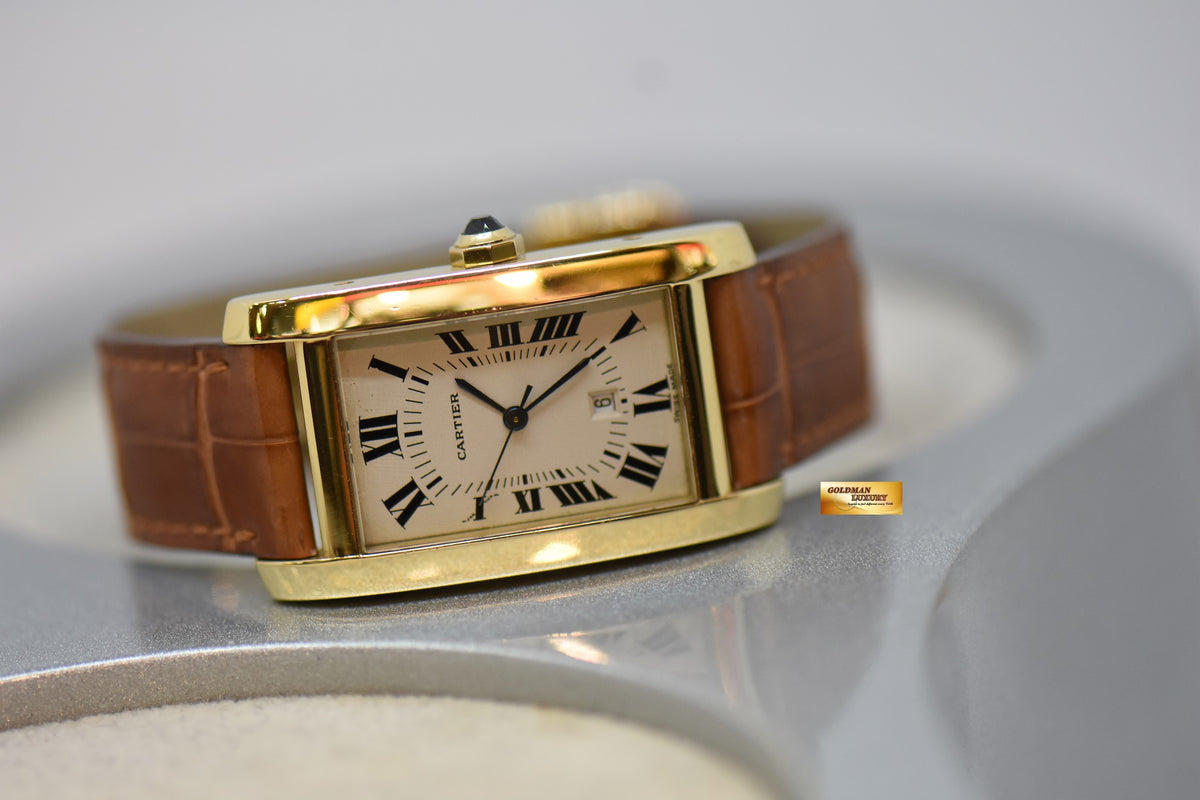 [SOLD] CARTIER TANK AMERICAINE MEDIUM YELLOW GOLD IN LEATHER STRAP AUTOMATIC (NEAR MINT)