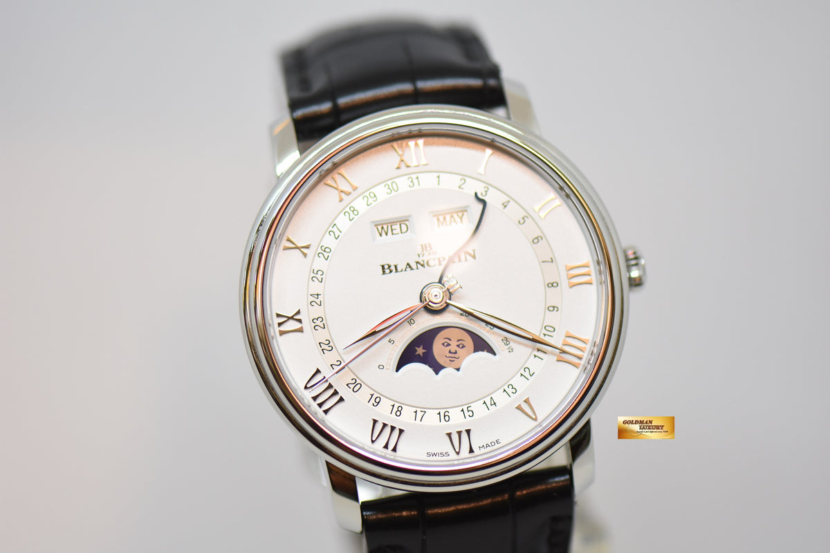 [SOLD] BLANCPAIN VILLERET COMPLETE CALENDAR MOONPHASE 40mm STEEL IN LEATHER STRAP AUTOMATIC 6654A/1127/55B (LNIB)