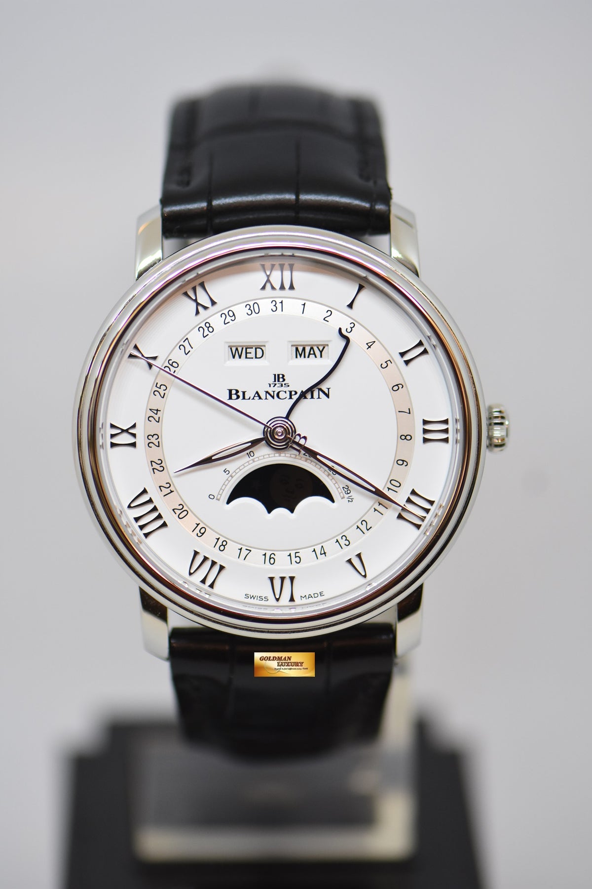 [SOLD] BLANCPAIN VILLERET COMPLETE CALENDAR MOONPHASE 40mm STEEL IN LEATHER STRAP AUTOMATIC 6654A/1127/55B (LNIB)