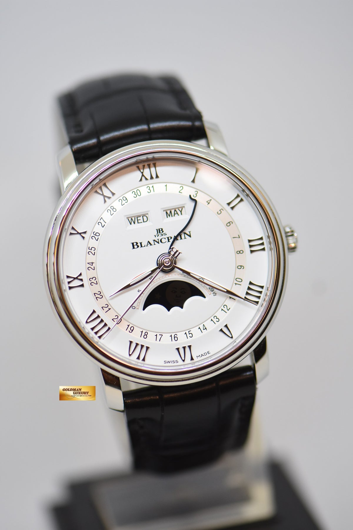 [SOLD] BLANCPAIN VILLERET COMPLETE CALENDAR MOONPHASE 40mm STEEL IN LEATHER STRAP AUTOMATIC 6654A/1127/55B (LNIB)