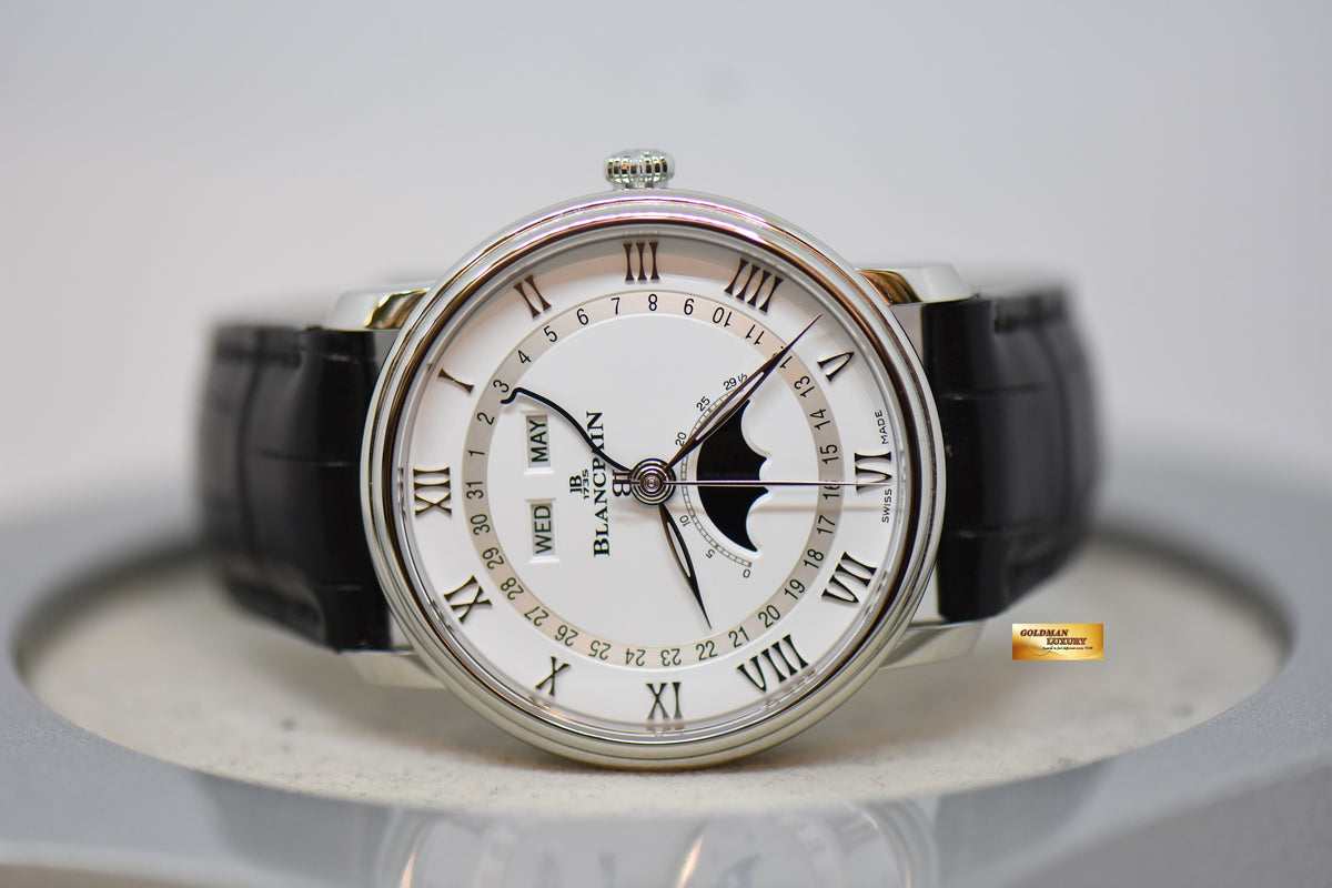 [SOLD] BLANCPAIN VILLERET COMPLETE CALENDAR MOONPHASE 40mm STEEL IN LEATHER STRAP AUTOMATIC 6654A/1127/55B (LNIB)