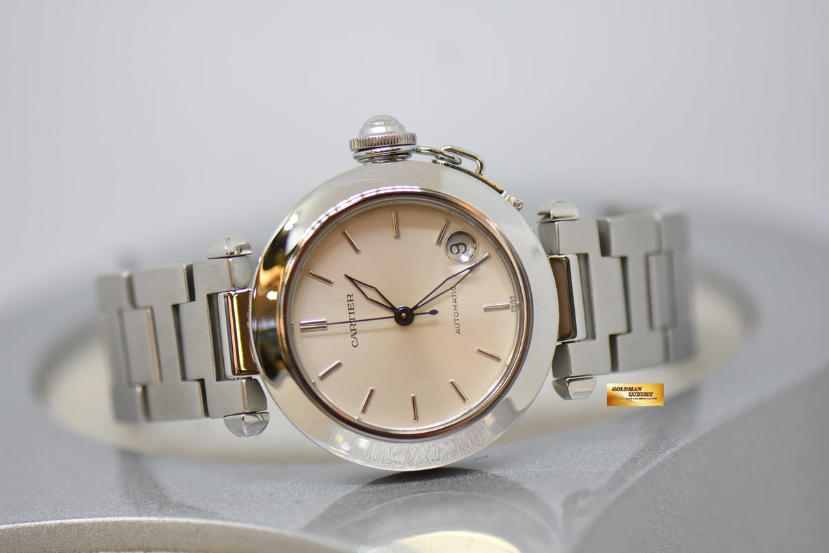 [SOLD] CARTIER PASHA 35mm STEEL IN BRACELET SILVER DIAL AUTOMATIC 2423 (MINT) (WATCH ONLY)