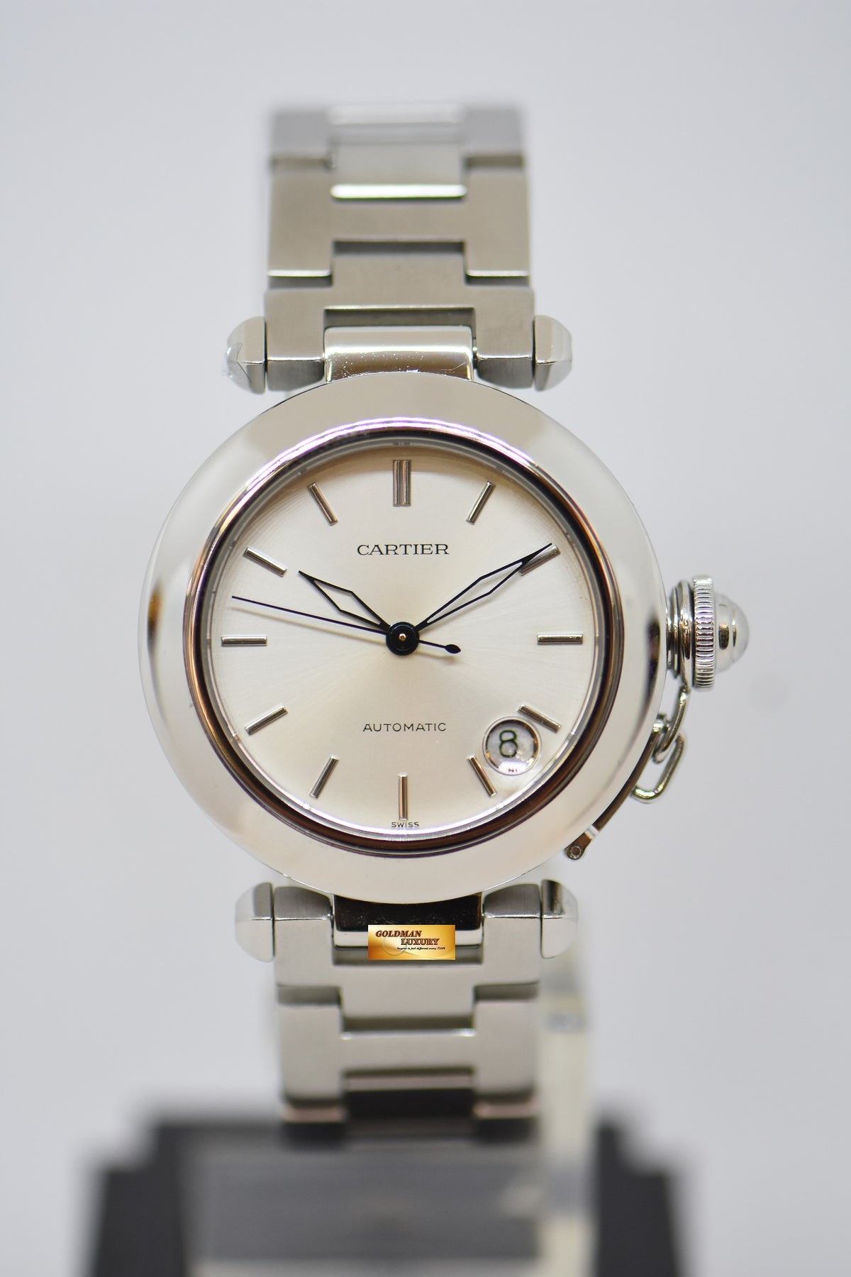 [SOLD] CARTIER PASHA 35mm STEEL IN BRACELET SILVER DIAL AUTOMATIC 2423 (MINT) (WATCH ONLY)