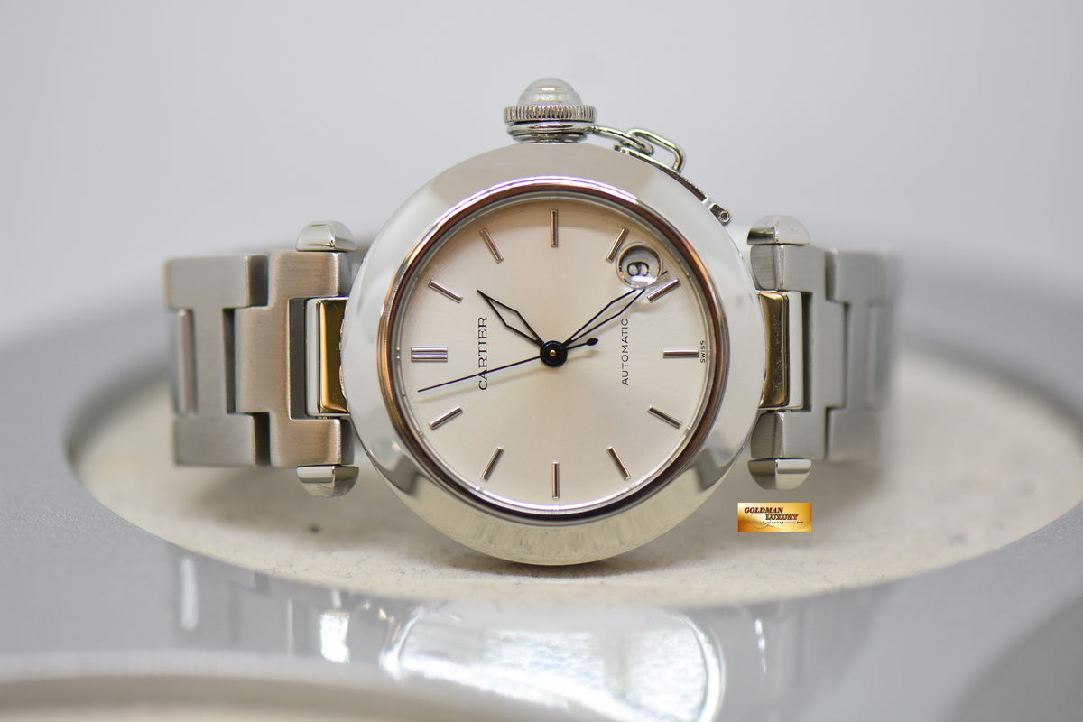 [SOLD] CARTIER PASHA 35mm STEEL IN BRACELET SILVER DIAL AUTOMATIC 2423 (MINT) (WATCH ONLY)