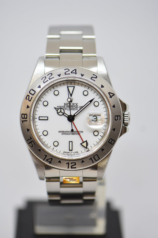 [SOLD] ROLEX OYSTER PERPETUAL EXPLORER II 40mm STEEL IN BRACELET WHITE TRITIUM DIAL CALIBRE 3185 16570 (PINHOLE-NON SOLID END LINKS) (MINT)