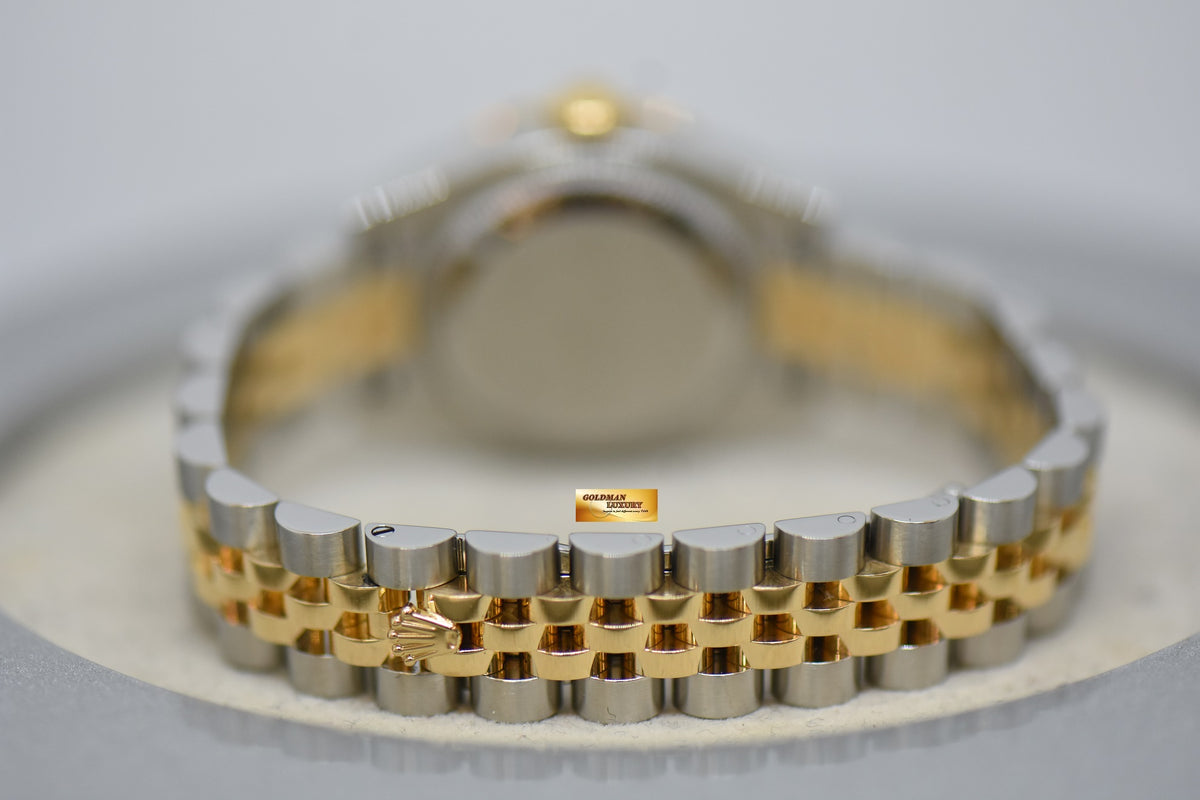 [SOLD] ROLEX OYSTER DATEJUST 26mm YELLOW GOLD / STEEL IN JUBILEE BRACELET SILVER DIAMOND DIAL & ORIGINAL DIAMOND / FLUTED BEZEL 179313 (MINT)