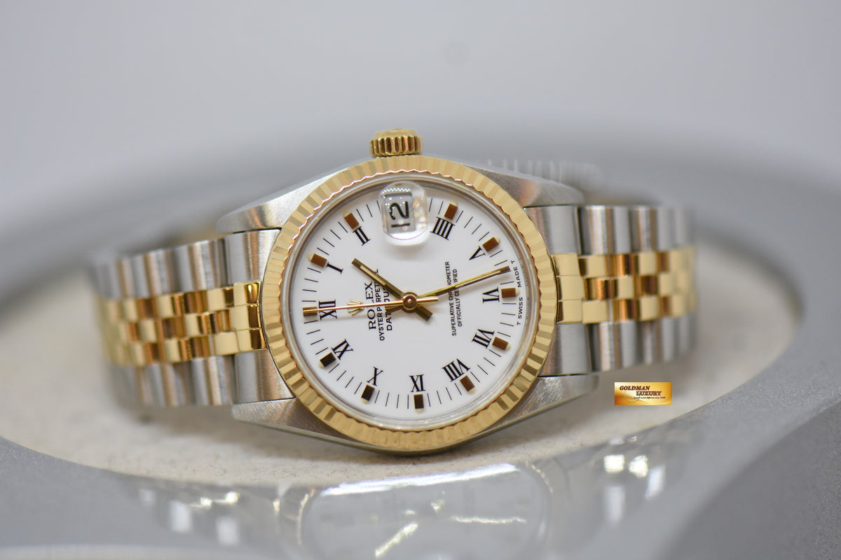 [SOLD] ROLEX OYSTER DATEJUST 31mm HALF-GOLD IN JUBILEE BRACELET WHITE DIAL 68273 (MINT)