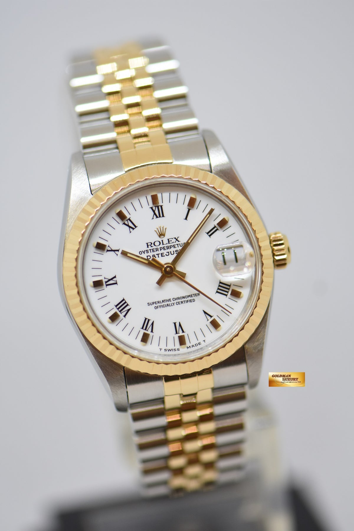[SOLD] ROLEX OYSTER DATEJUST 31mm HALF-GOLD IN JUBILEE BRACELET WHITE DIAL 68273 (MINT)
