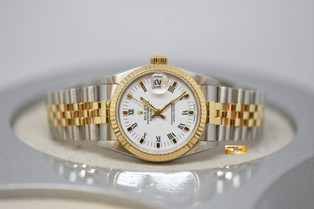 [SOLD] ROLEX OYSTER DATEJUST 31mm HALF-GOLD IN JUBILEE BRACELET WHITE DIAL 68273 (MINT)