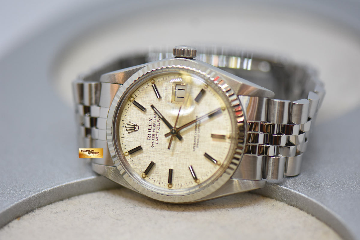 [SOLD] ROLEX OYSTER DATEJUST 36mm STEEL IN JUBILEE BRACELET SILVER LINEN DIAL 16014 (QUICKSET-DIAL) (MINT)