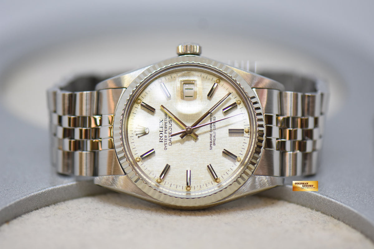 [SOLD] ROLEX OYSTER DATEJUST 36mm STEEL IN JUBILEE BRACELET SILVER LINEN DIAL 16014 (QUICKSET-DIAL) (MINT)