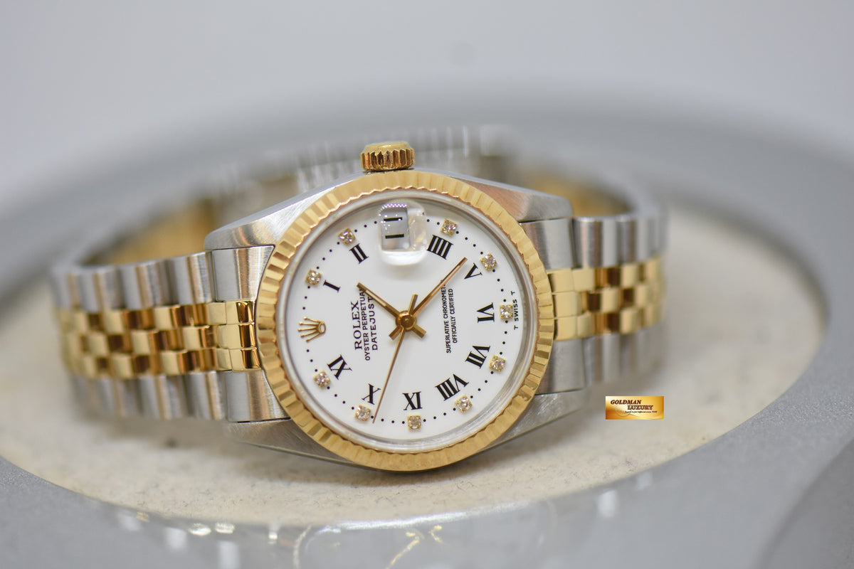[SOLD] ROLEX OYSTER DATEJUST 31mm HALF-GOLD IN JUBILEE BRACELET WHITE DIAMOND DIAL 68273 (MINT)