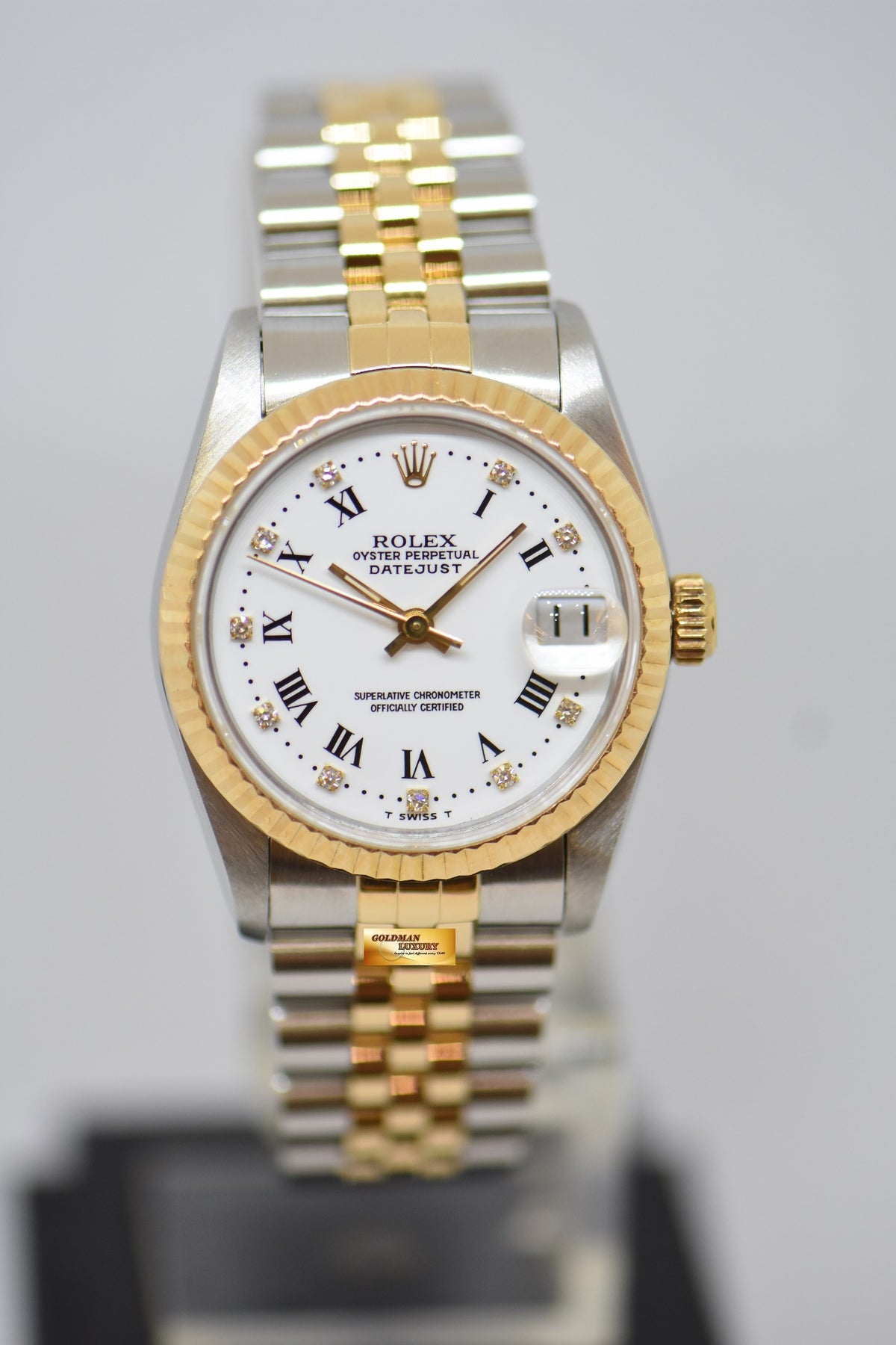 [SOLD] ROLEX OYSTER DATEJUST 31mm HALF-GOLD IN JUBILEE BRACELET WHITE DIAMOND DIAL 68273 (MINT)