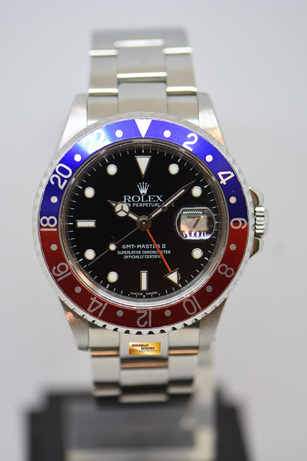 [SOLD] ROLEX OYSTER PERPETUAL GMT-MASTER II 40mm RED/BLUE PEPSI BEZEL STEEL OYSTER BRACELET 16710 (MINT)