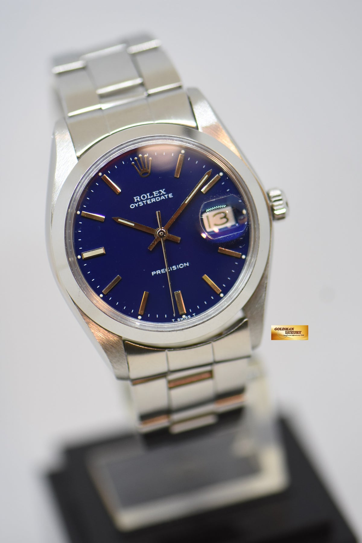 [SOLD] ROLEX OYSTERDATE PRECISION 34mm IN STEEL FOLDED BRACELET RECON BLUE DIAL 6694 (VINTAGE)