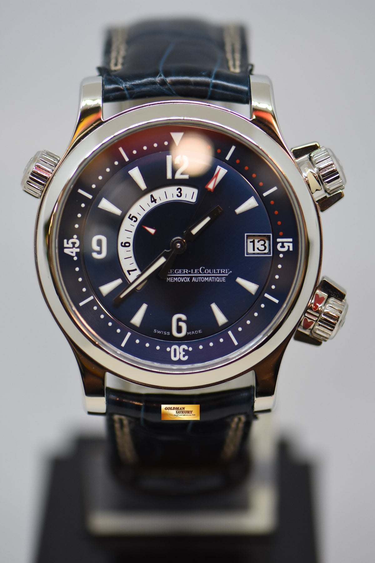 [SOLD] JAEGER-LeCOULTRE MASTER COMPRESSOR MEMOVOX ALARM 42mm IN PLATINUM ON LEATHER STRAP BLUE DIAL AUTOMATIC – LIMITED OF 250pcs (MINT)