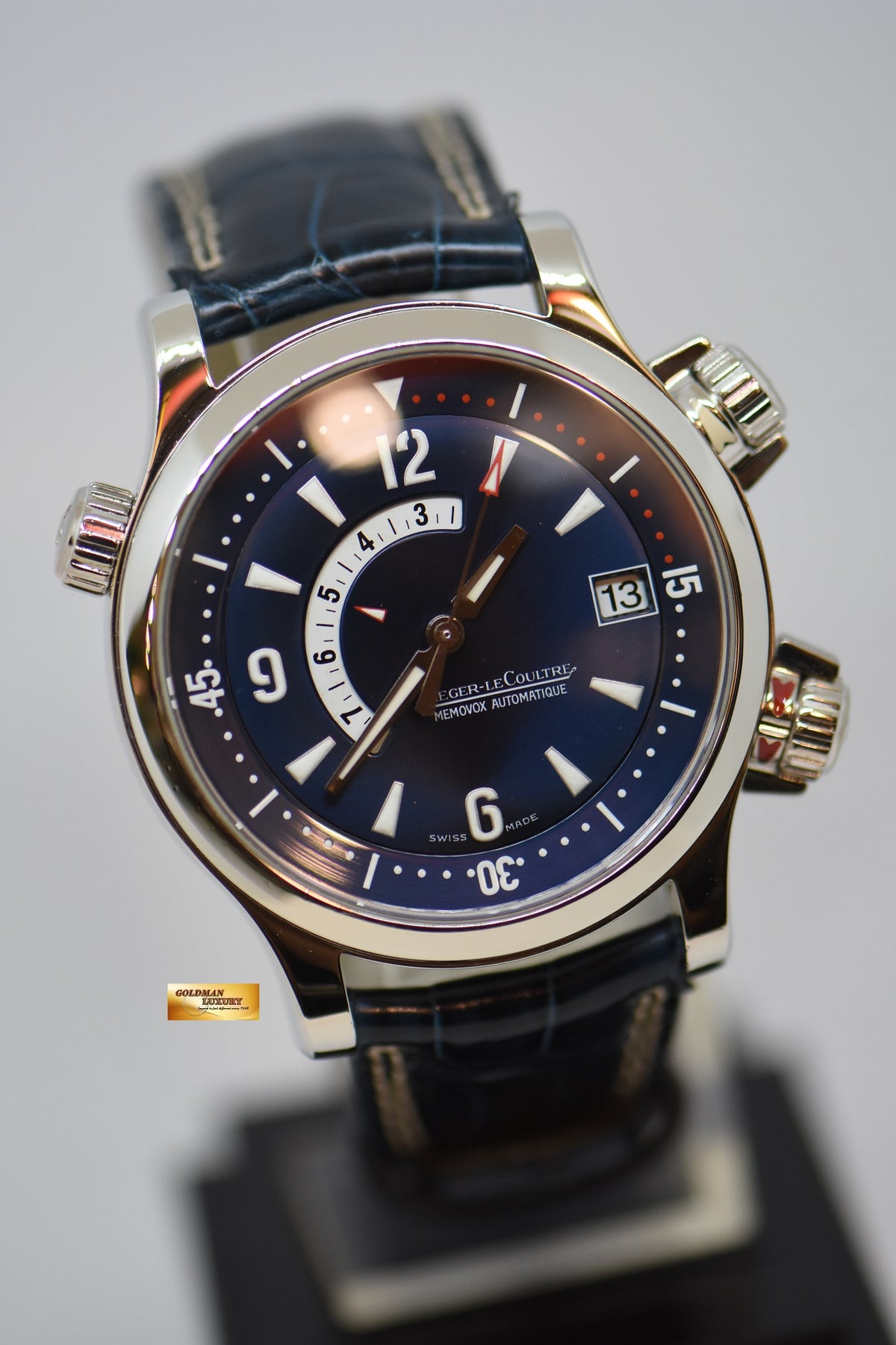 [SOLD] JAEGER-LeCOULTRE MASTER COMPRESSOR MEMOVOX ALARM 42mm IN PLATINUM ON LEATHER STRAP BLUE DIAL AUTOMATIC – LIMITED OF 250pcs (MINT)